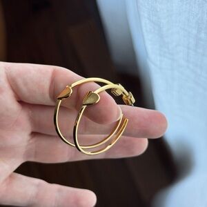Kate Spade Gold Hoop Earrings With Front Facing Hearts